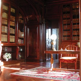 Photo:The 1840s library, which is panelled with African mahogany
